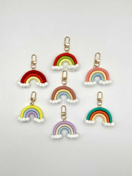 SMALL BEAUTIFUL MACRAME RAINBOW KEYCHAINS 1.5”