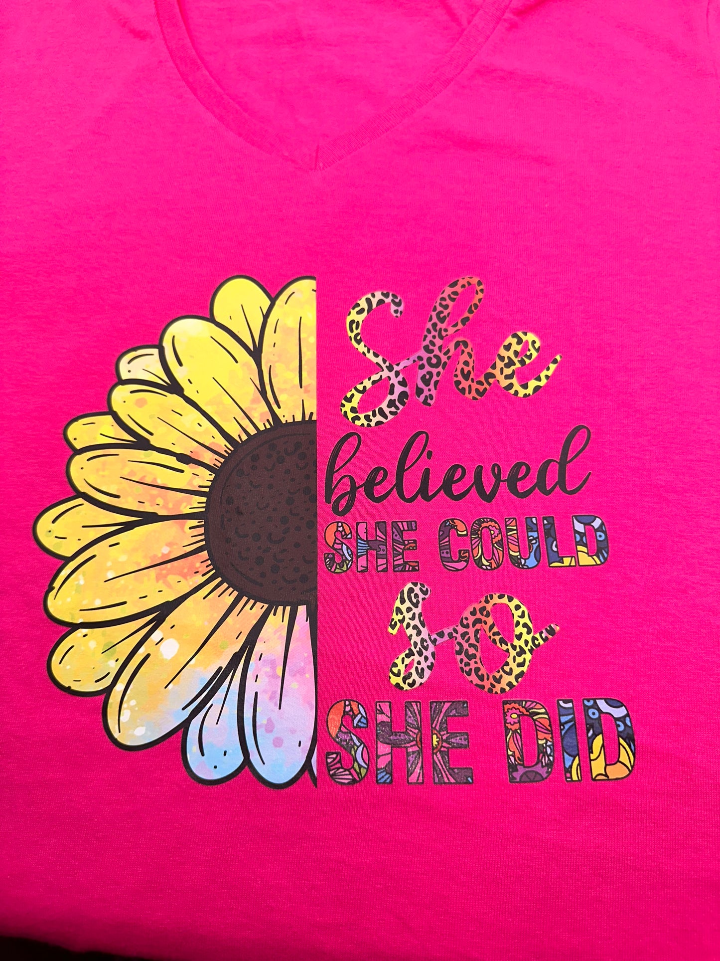 She Believed V Neck T-Shirts